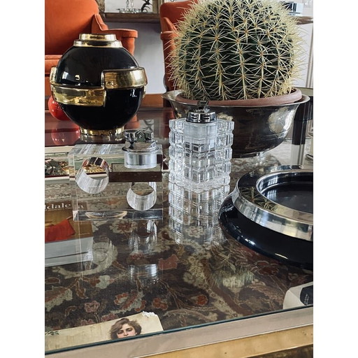 Accendino da tavolo vintage in lucite trasparente, Italia anni '70