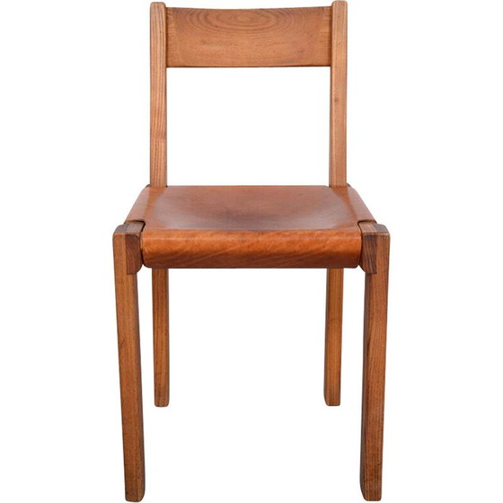 Image 1 of Vintage S24 chair in solid elm and leather by Pierre Chapo, 1967
