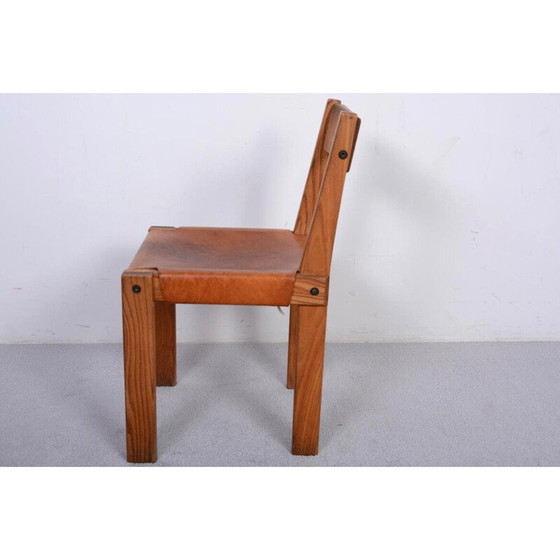 Image 1 of Vintage S24 chair in solid elm and leather by Pierre Chapo, 1967
