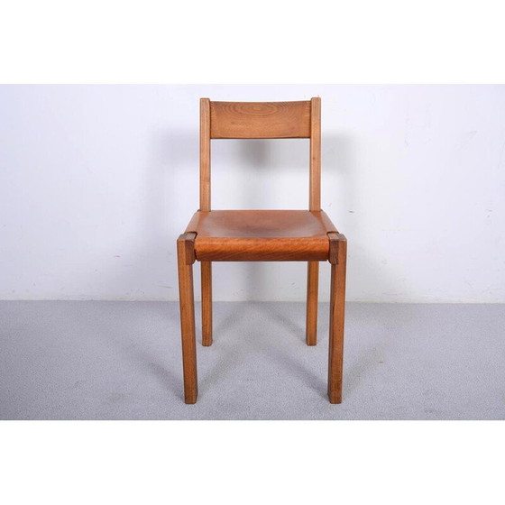 Image 1 of Vintage S24 chair in solid elm and leather by Pierre Chapo, 1967