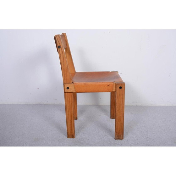 Image 1 of Vintage S24 chair in solid elm and leather by Pierre Chapo, 1967