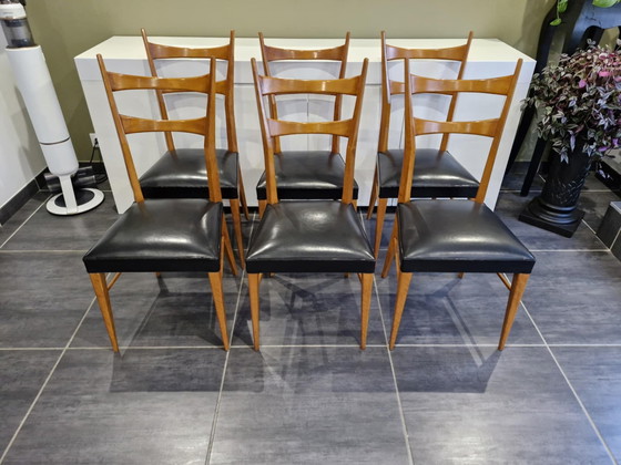 Image 1 of Set di 6 sedie di design italiano degli anni '60. 
