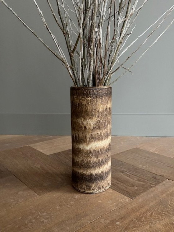 Image 1 of Ceramic Vase Mottled Natural/Brown 60s/70s