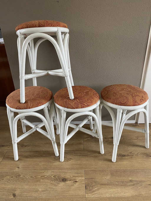 4 Vintage Rattan Rattan Stools
