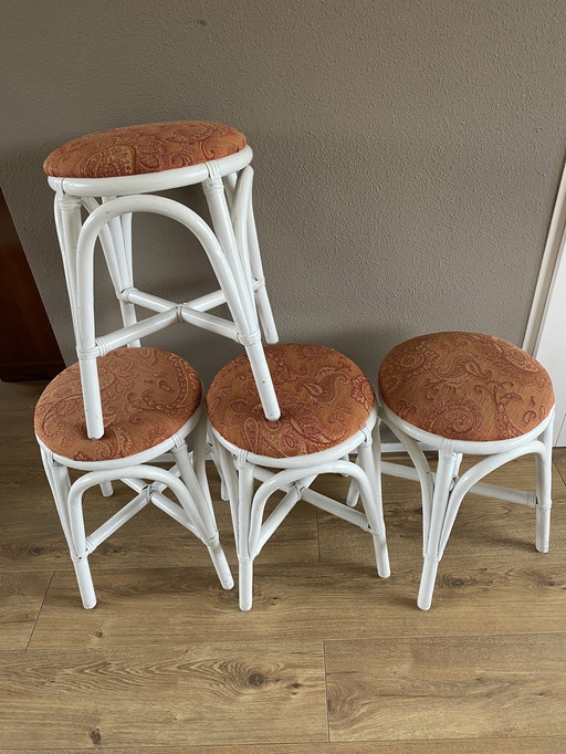 4 Vintage Rattan Rattan Stools