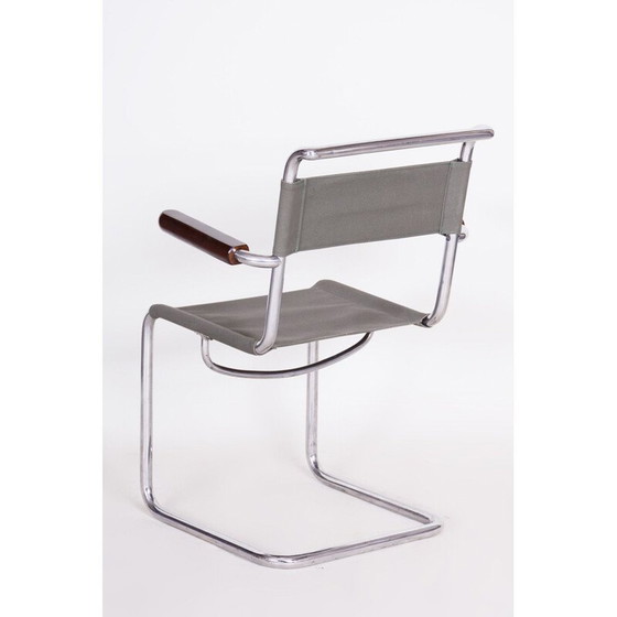 Image 1 of Vintage chrome steel and canvas armchair by Hynek Gottwald, 1930