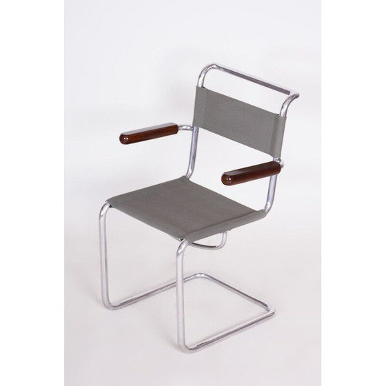 Image 1 of Vintage chrome steel and canvas armchair by Hynek Gottwald, 1930