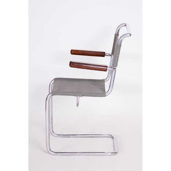 Image 1 of Vintage chrome steel and canvas armchair by Hynek Gottwald, 1930