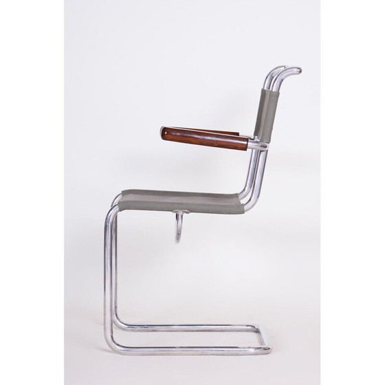 Image 1 of Vintage chrome steel and canvas armchair by Hynek Gottwald, 1930