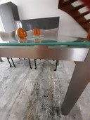Mesa de comedor de cristal