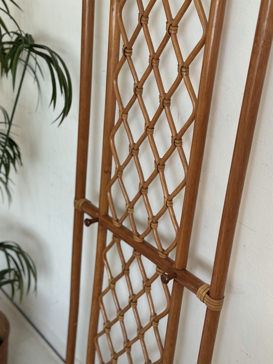 Image 1 of Vintage Rattan Wall Coat Rack / Wardrobe 1970s