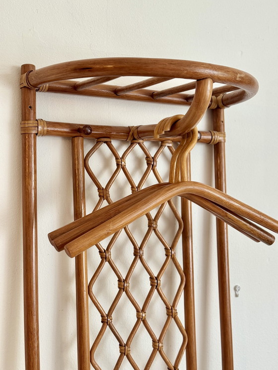 Image 1 of Vintage Rattan Wall Coat Rack / Wardrobe 1970s