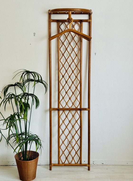 Image 1 of Vintage Rattan Wall Coat Rack / Wardrobe 1970s