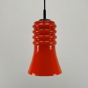 Peill & Putzler Pendant Light - Orange Glass, Trumpet Shape, 1960