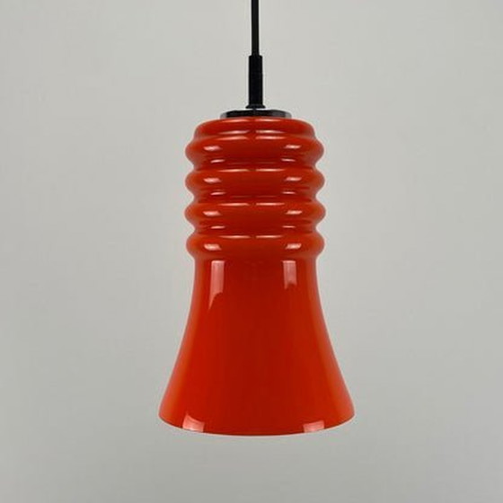 Image 1 of Lámpara colgante Peill &amp; Putzler - Cristal naranja, forma de trompeta, 1960
