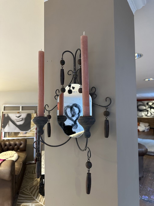 Wall Candle Holder With Mirror