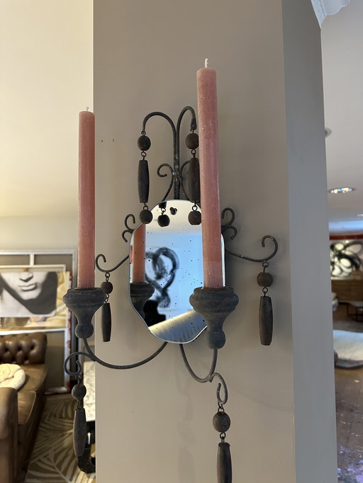 Wall Candle Holder With Mirror