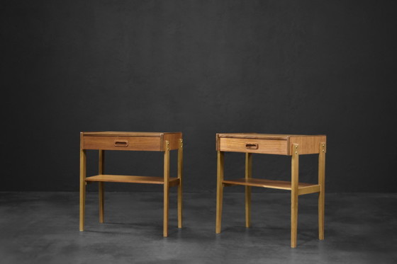 Image 1 of Vintage Mid-Century Scandinavian Modern Teak Nightstands, 1960S, Set Of 2
