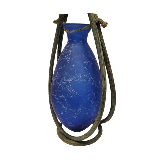 Image 1 of Vintage glass and wood vase, France