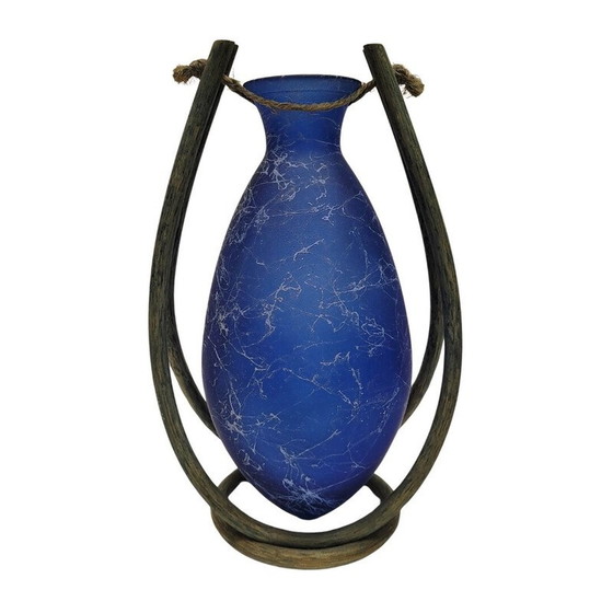 Image 1 of Vintage glass and wood vase, France