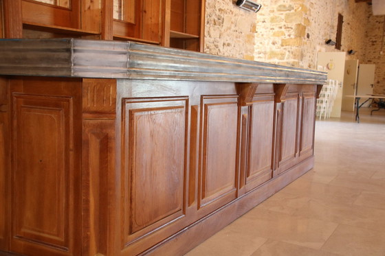 Image 1 of Antique Zinc Bar With Back Bar