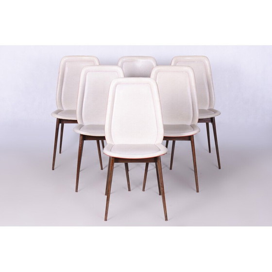 Image 1 of Set of 6 vintage Art Deco chairs in exotic wood by Jules Leleu, France 1940