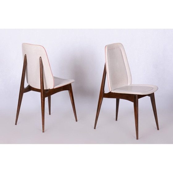 Image 1 of Set of 6 vintage Art Deco chairs in exotic wood by Jules Leleu, France 1940