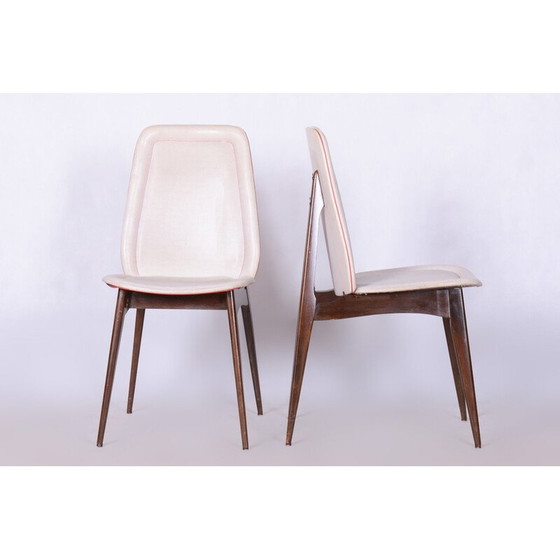 Image 1 of Set of 6 vintage Art Deco chairs in exotic wood by Jules Leleu, France 1940