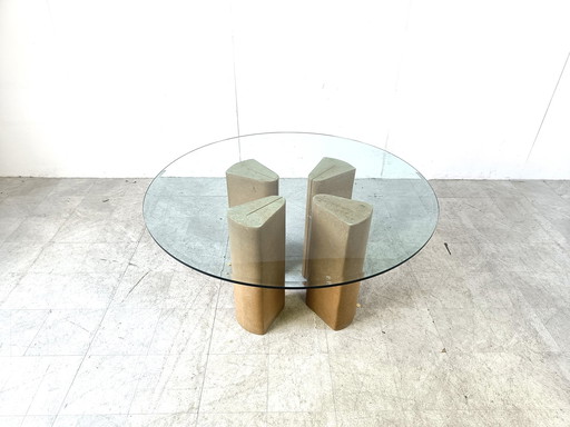 Table de salle à manger en pierre fossile, 1970