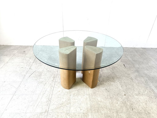 Table de salle à manger en pierre fossile, 1970