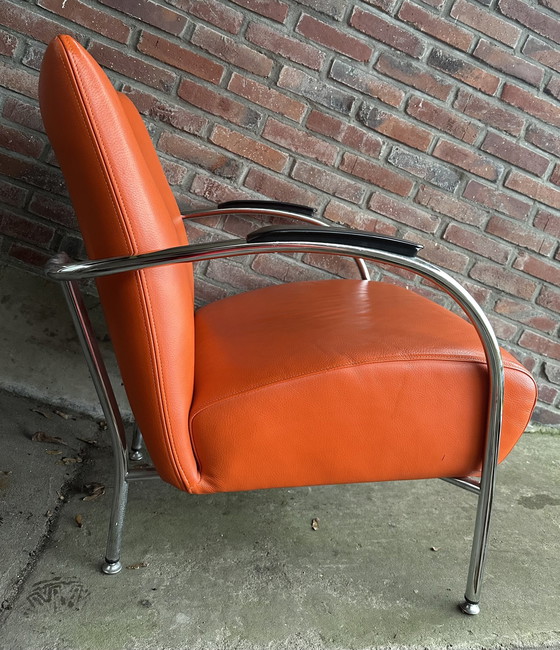 Image 1 of Orange Design Armchair Modern Tube Frame