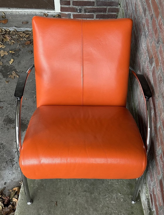 Image 1 of Orange Design Armchair Modern Tube Frame