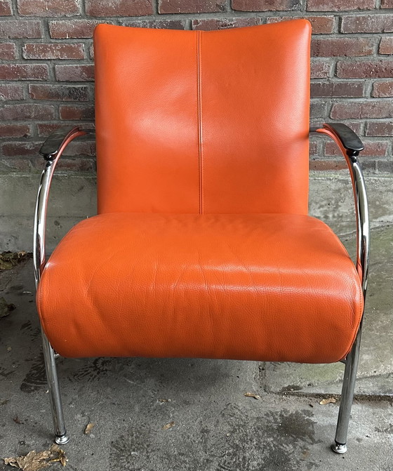 Image 1 of Orange Design Armchair Modern Tube Frame