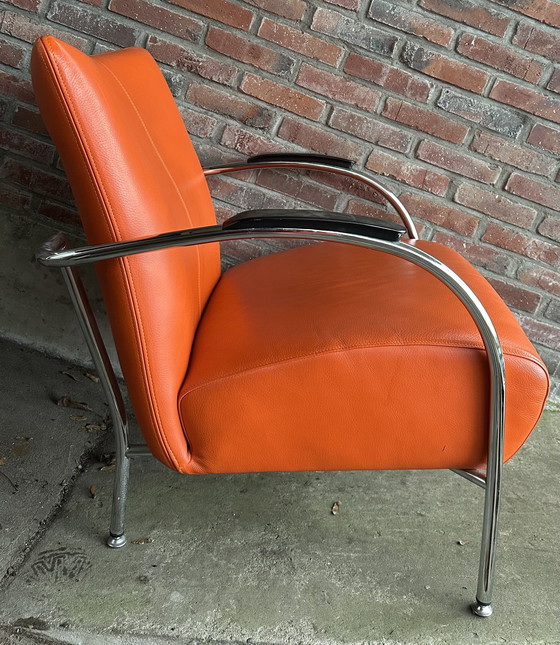 Image 1 of Orange Design Armchair Modern Tube Frame