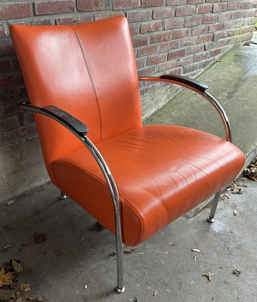 Orange Design Armchair Modern Tube Frame