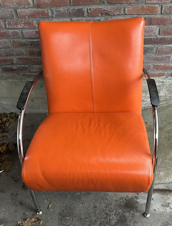 Image 1 of Orange Design Armchair Modern Tube Frame