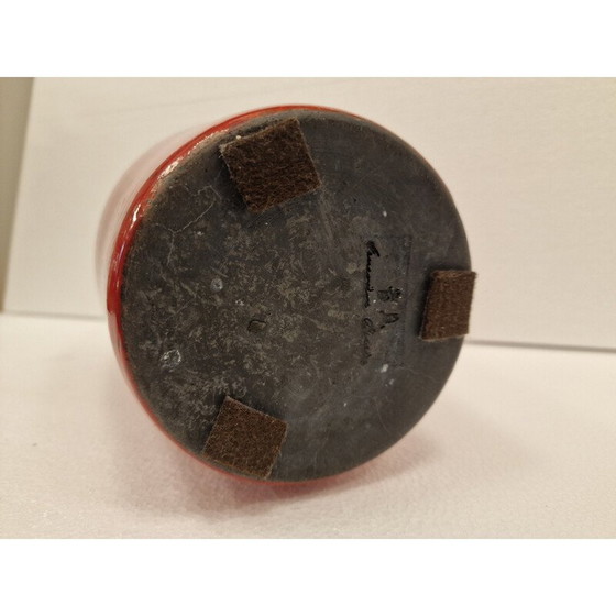Image 1 of Bicchiere decorativo vintage in ceramica smaltata rossa Raku