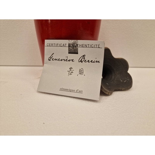 Vidrio decorativo vintage en cerámica esmaltada roja Raku