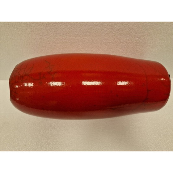 Image 1 of Bicchiere decorativo vintage in ceramica smaltata rossa Raku