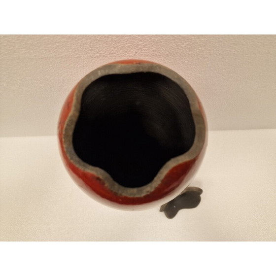 Image 1 of Bicchiere decorativo vintage in ceramica smaltata rossa Raku