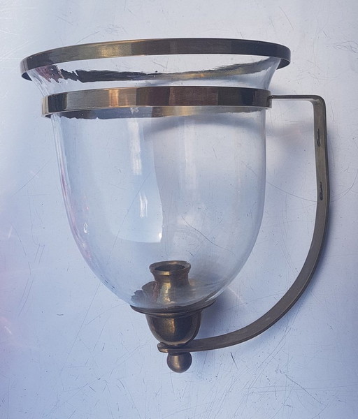 Ship Candlestick With Brass Wall Mount