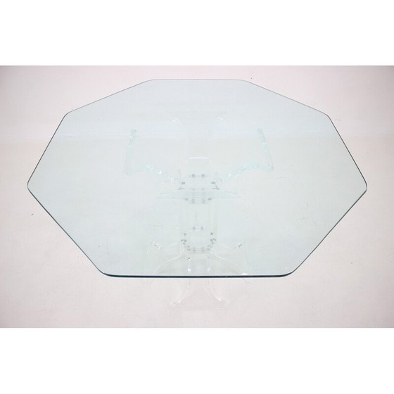 Image 1 of Tavolo da pranzo vintage in lucite con piano in vetro, anni '70