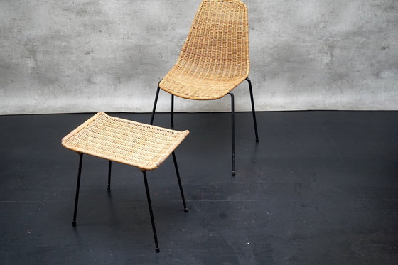 Image 1 of Fauteuil Mid Century avec tabouret de pied de Gian Franco Legler pour Legler, années 1950, set de 2 pièces