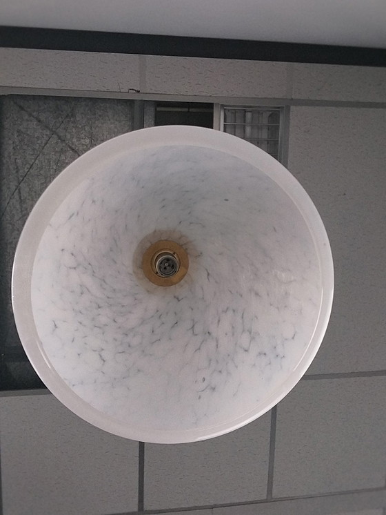 Image 1 of 1X Lampada a sospensione in vetro misto bianco Glashütte Limburg, anni &#39;80 