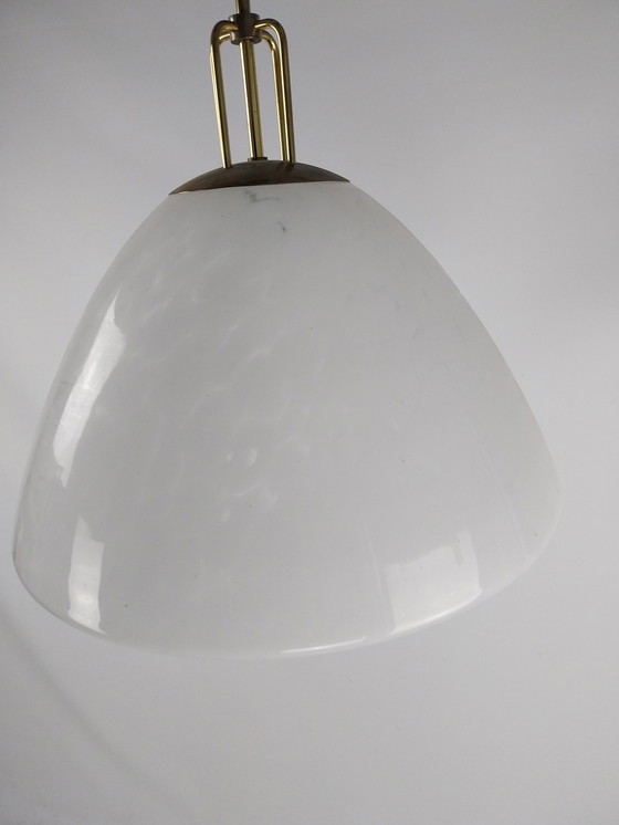 Image 1 of 1X Lampada a sospensione in vetro misto bianco Glashütte Limburg, anni &#39;80 