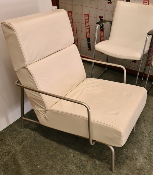 Fauteuil de salle à manger en cuir blanc Harvink