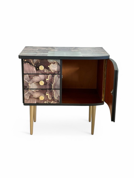 Image 1 of Vintage Nightstands Upholstered With Beautiful Print