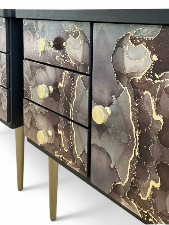 Image 1 of Vintage Nightstands Upholstered With Beautiful Print