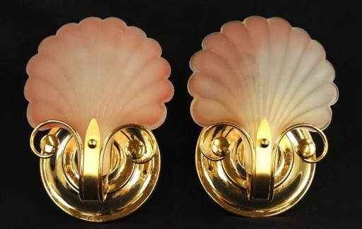 2x Deknudt brass pink Wall Lights