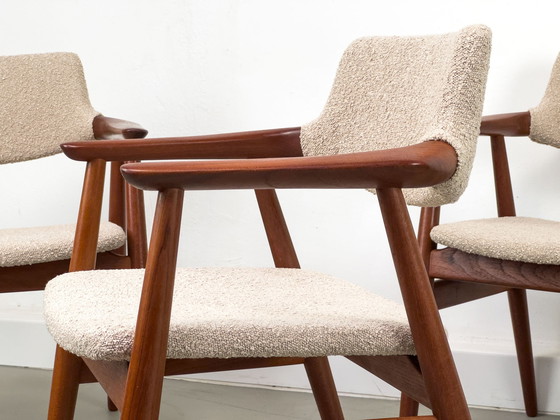 Image 1 of Set Of 4 Teak And Bouclé Gm-11 Armchairs By Svend Aage Eriksen For Glostrup, 1960S